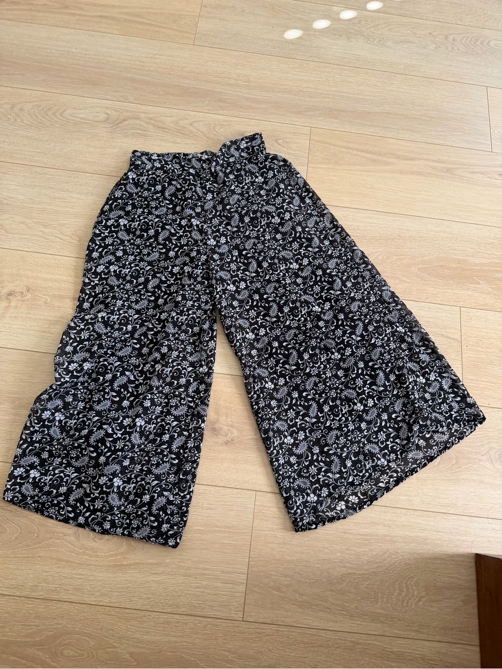 Black Floral Wide-Leg Palazzo Pants